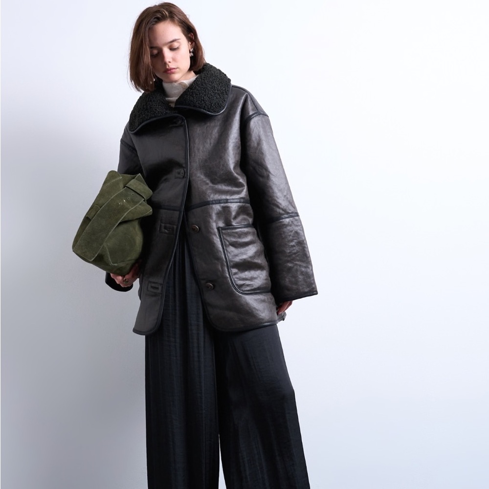 NWT Topshop faux shearling car coat size L